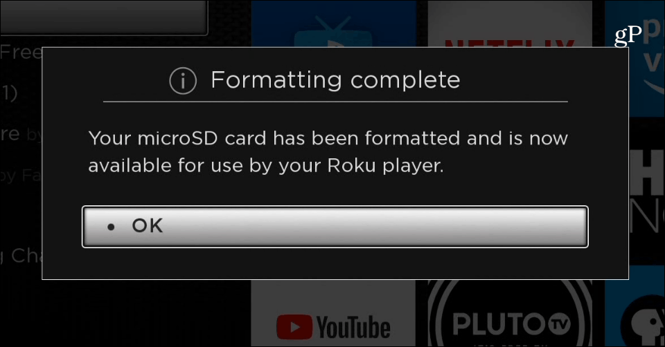 Format the microSD card Roku Ultra Complete