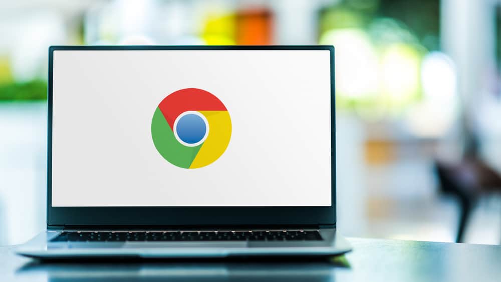 Laptop computer displaying logo of Google Chrome