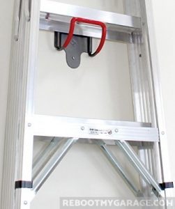 Vertical ladder storage using the Art of Storage UH2000 Hook