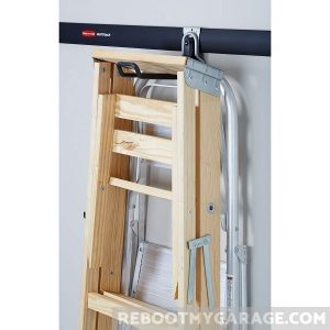 The Ladder Hook holding a ladder and a step ladder