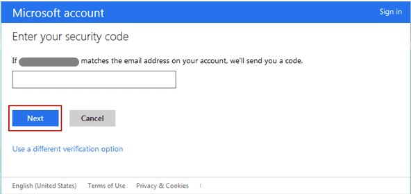 Microsoft Windows 8 enter your security code