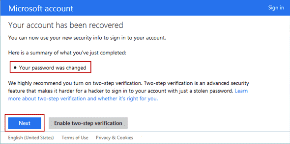 Windows 8 microsoft your account has been restored