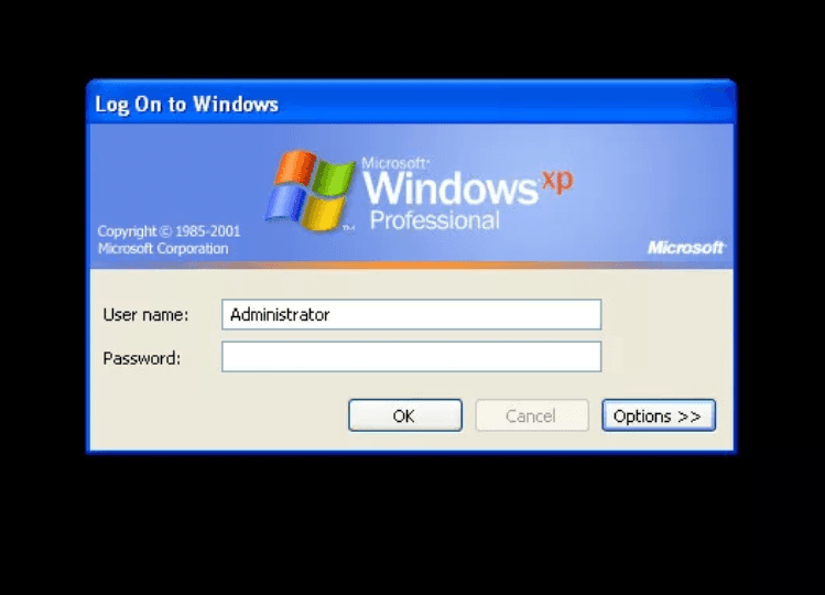 Windows xp admin login