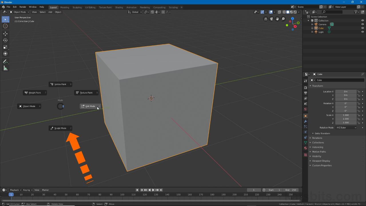 Use Ctrl + Tab to toggle interactive mode using the new wheel/cake selection menu in Blender