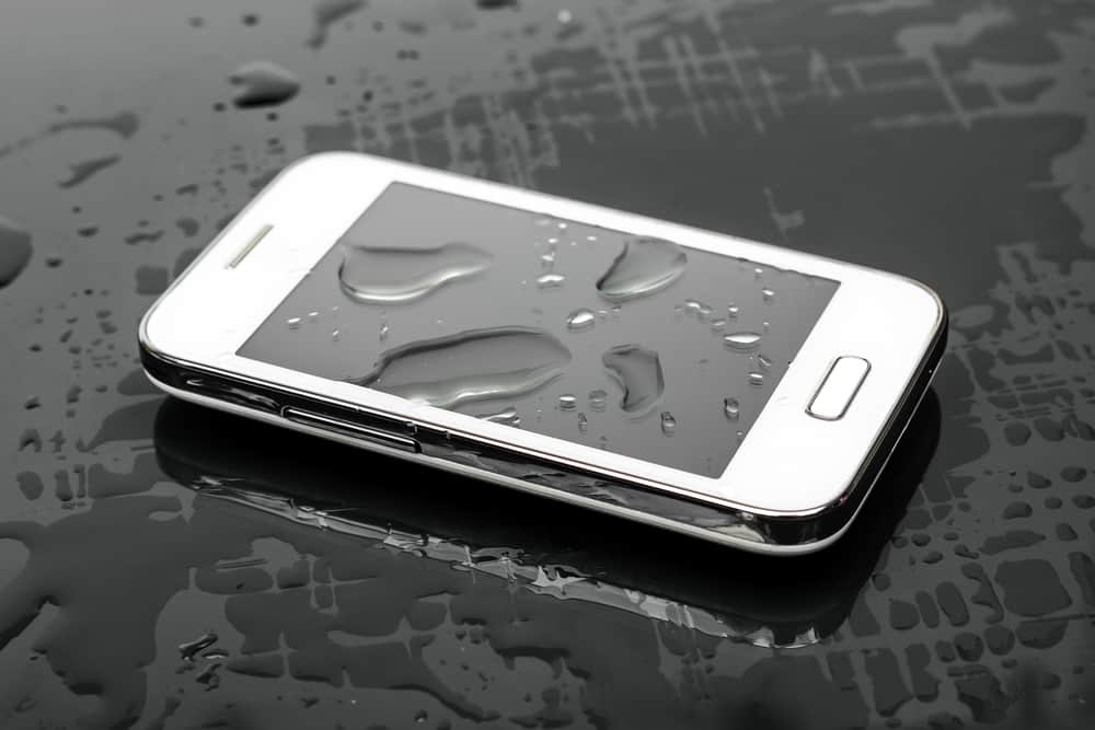 a wet smartphone