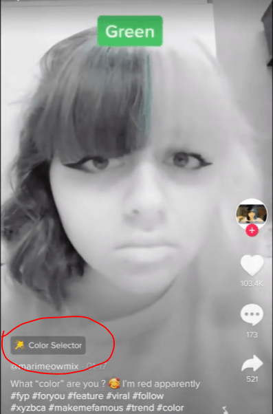 where is the color picker filter on tiktok