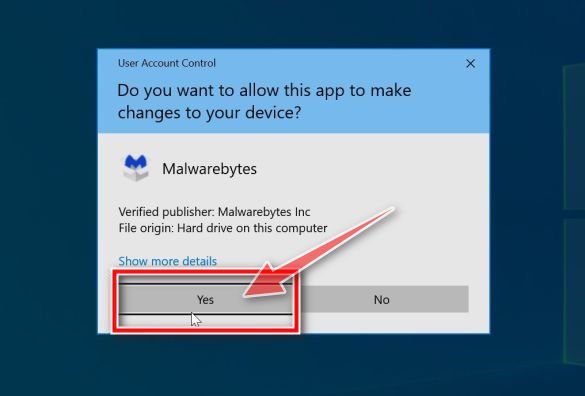Windows asking for permission to run the Malwarebytes installer