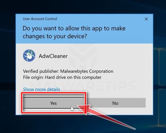AdwCleaner and Windows User Account Control Pop-up