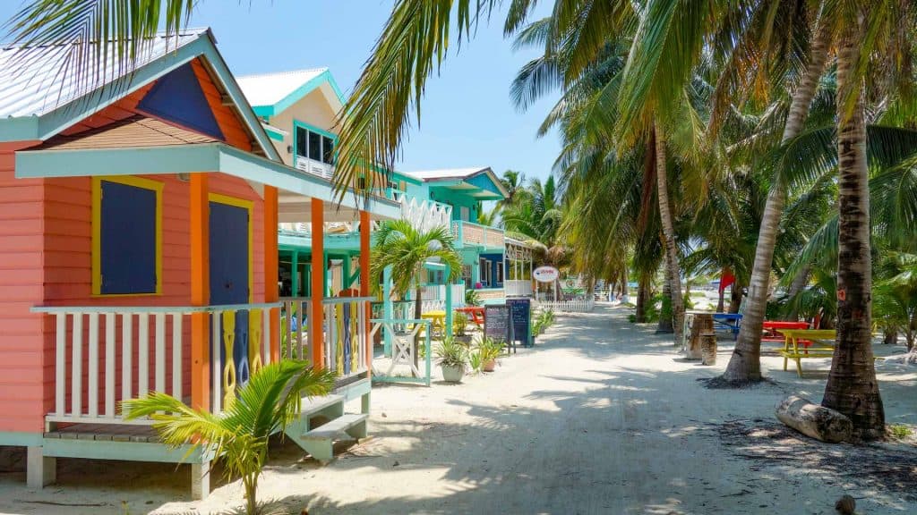 Street with colourful houses on Caye Caulker