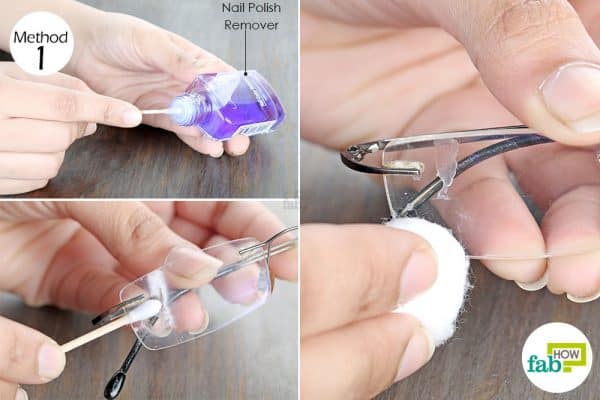 Soak the glue with warm water to remove the glue on the eyeglasses