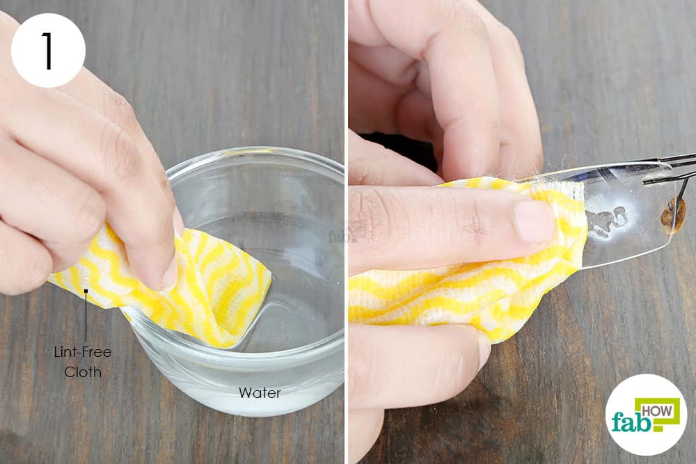 remove adhesive from eyeglasses using rubbing alcohol