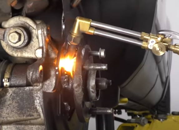 Use a torch to blow on a stuck wheel hub