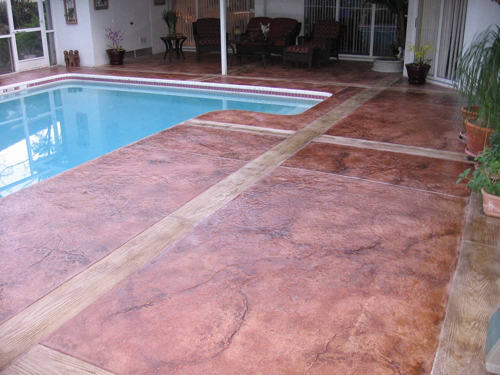 Stamp coating on pool decks is an excellent candidate for fixing slippery stamped concrete
