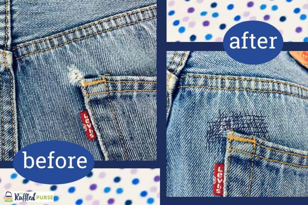 Photos taken before and after fixing the bag