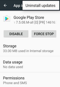 Uninstall Google Play Store updates to fix app download errors
