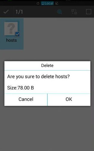 Delete hosts file