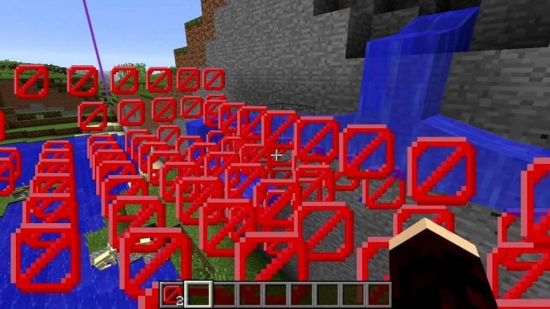Barrier blocks are small red squares that look like & ldquo; do not interrupt & rdquo; icon (Image via Minecraft Fandom)
