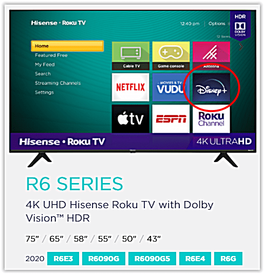 Hisense R6 Series Roku TV 2020 with Disney