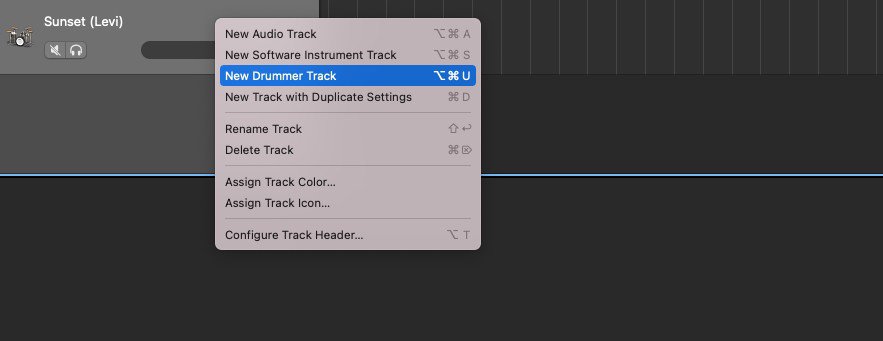 (Option + Command + U) to bring up the Drummer Track