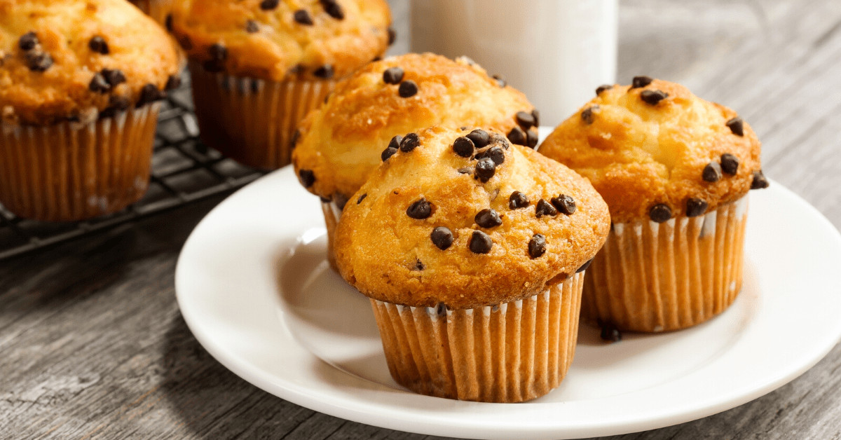 Close-up view of chocolate chip muffins