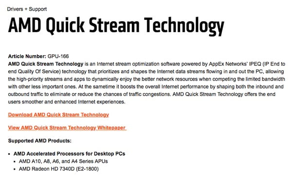 Reinstall AMD's Rapid Streaming Technology