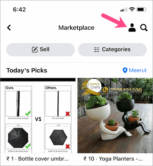 Facebook Marketplace not showing saved items