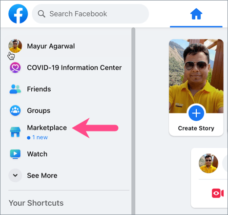 Facebook Marketplace on desktop