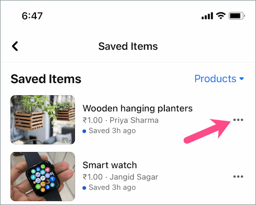 how to delete saved items on Facebook Marketplace
