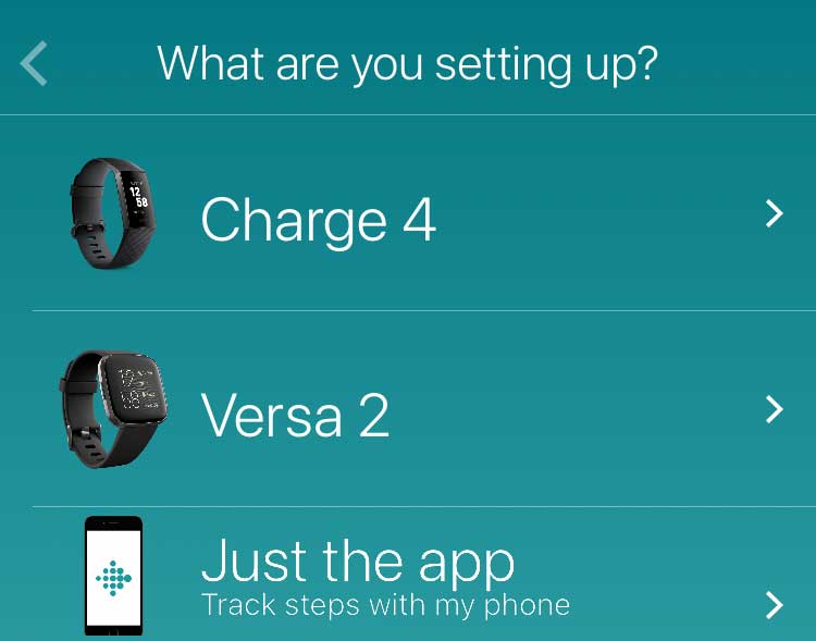Which Fitbit device is the Fitbit app setting up for or just using the app?