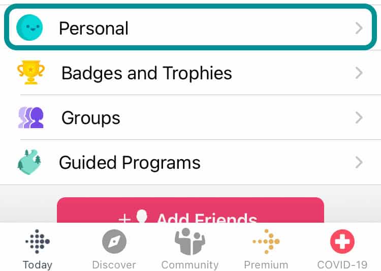 personal information in the Fitbit app