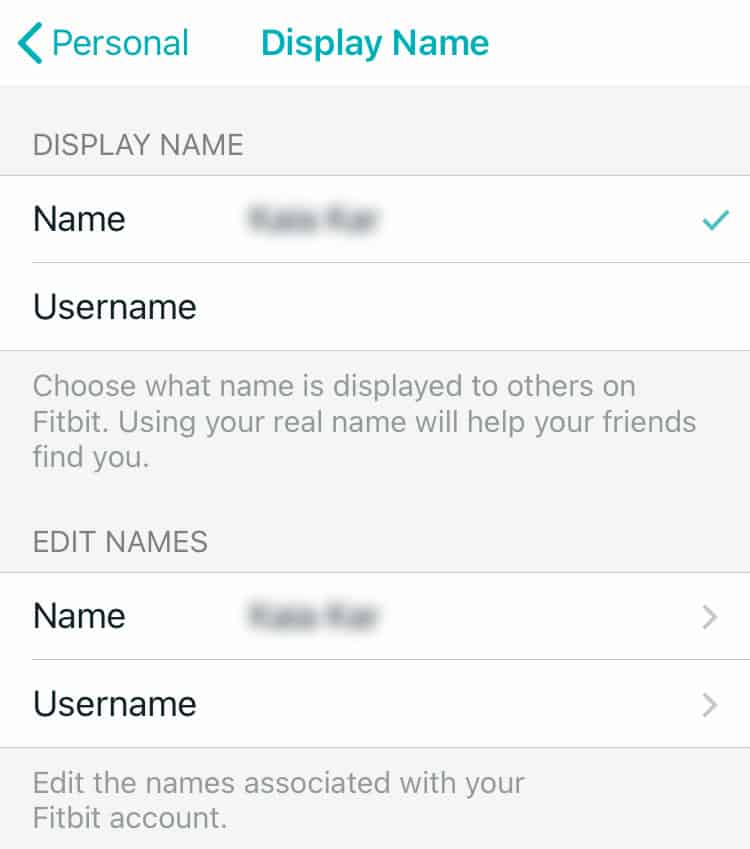 blank username in Fitbit app