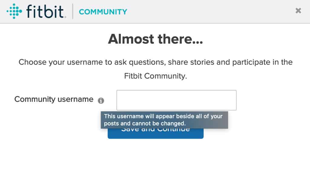 Create a username for the Fitbit Community
