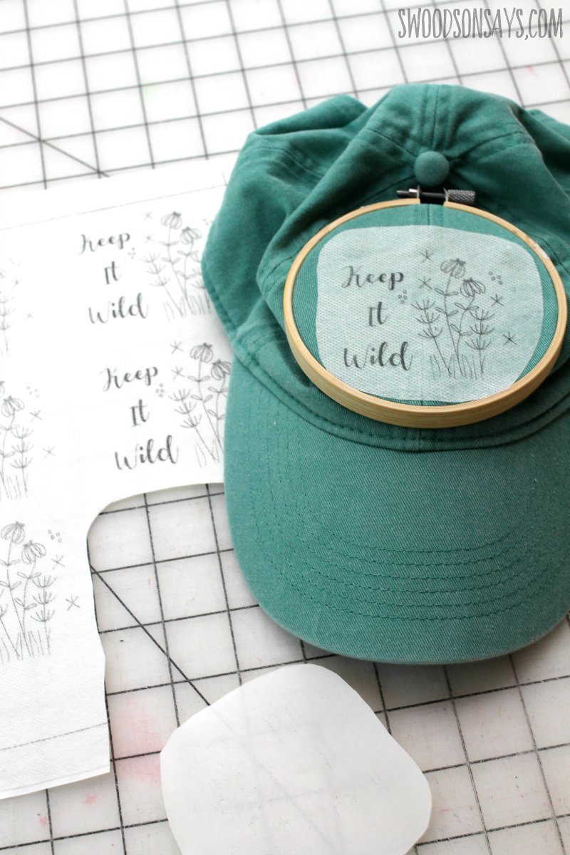 use a hoop on a hat to embroider