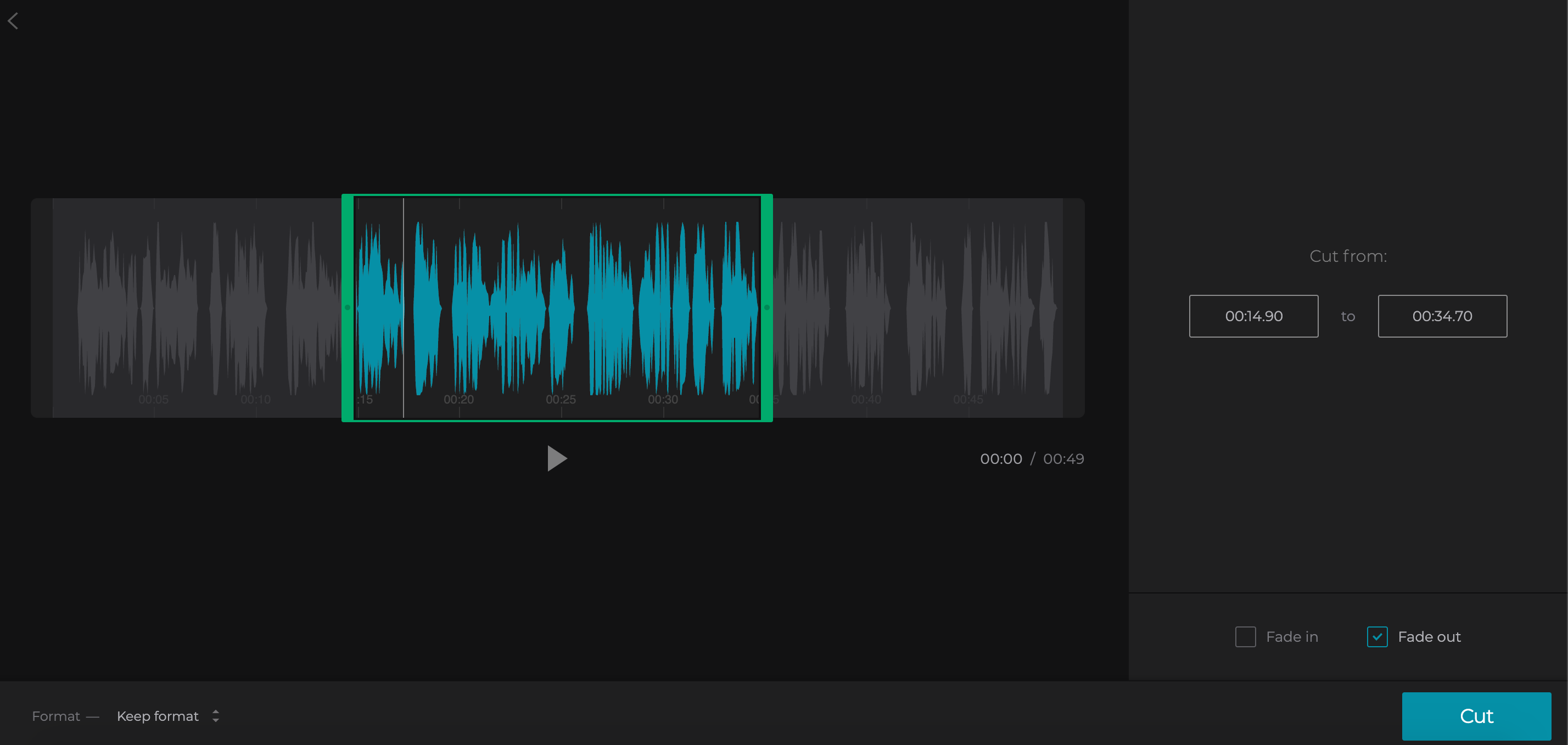 Cut WAV audio by moving markers