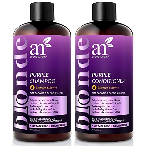 ArtNaturals Purple Shampoo and Conditioner Set - 2 x 12oz - Protects, Balances and Tones - Bleached, Color Treated, Silver, Brassy and Blonde Hair - Sulfate Free