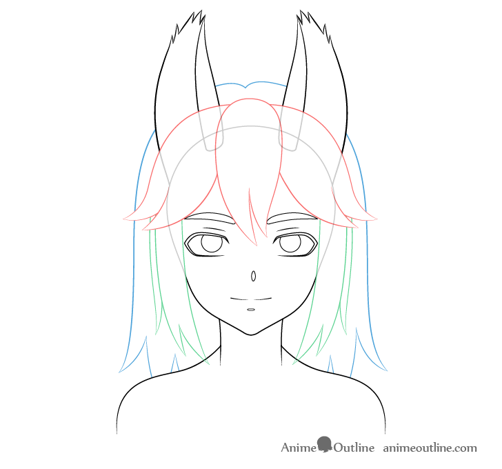 Anime wolf girl drawing hair