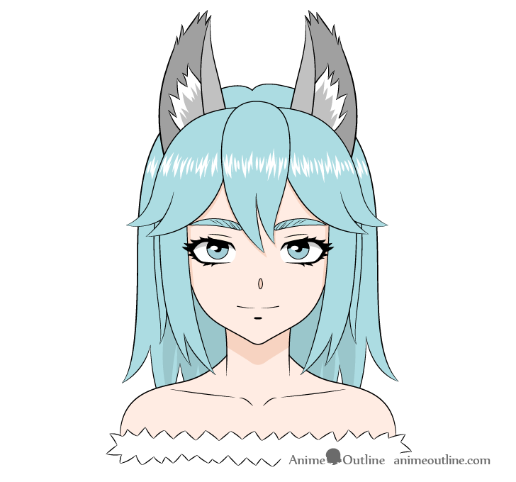 Anime wolf girl drawing