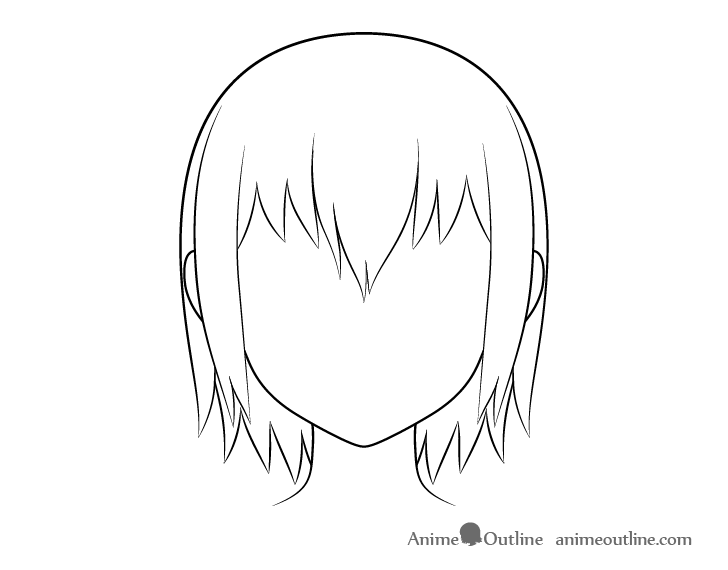 Anime wet hair sketch drawing