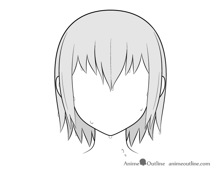 Anime hair teardrop drawing