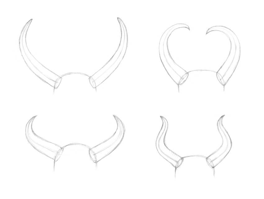 Drawing the bottom parts of the horns
