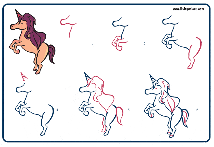 How to draw a unicorn step by step: Download and print
