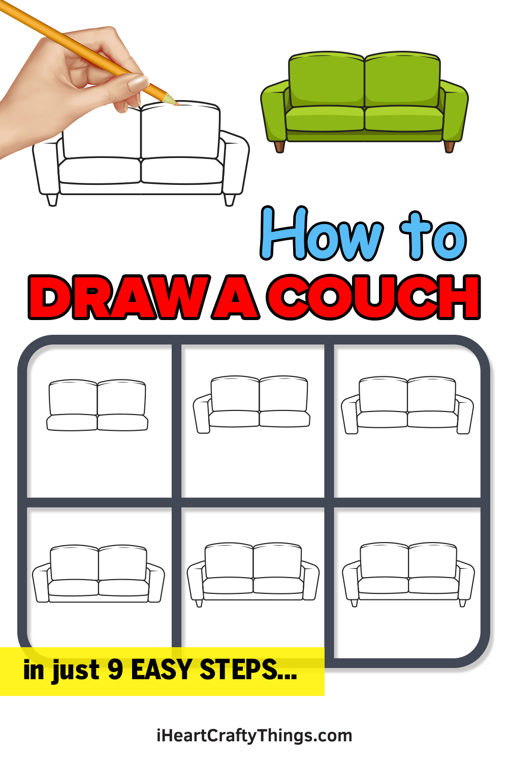 How to draw a couch in 9 easy steps