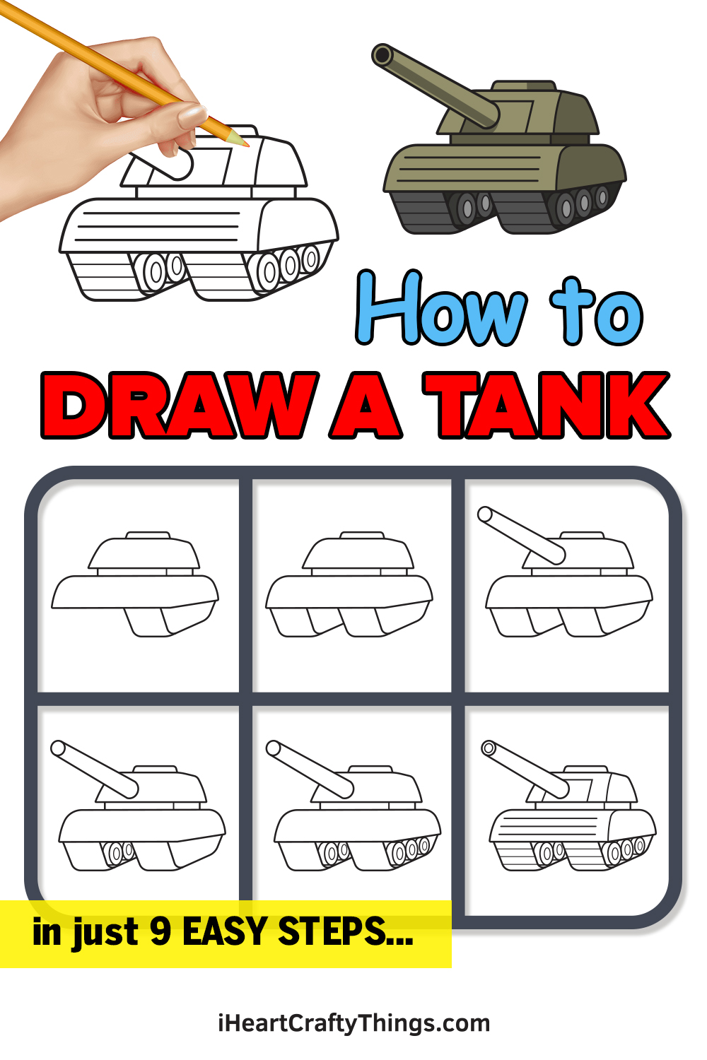 how to draw a tank in 9 easy steps