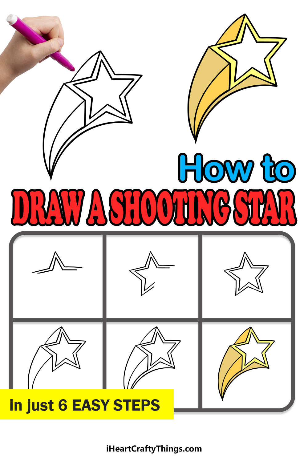 how to draw a shooting star in 6 easy steps