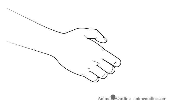 Handshake before hand drawn anime style
