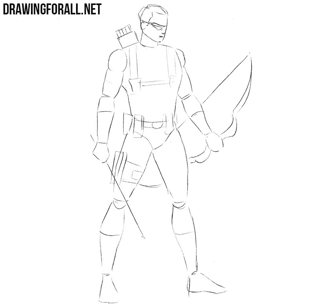 How to draw Hawkeye step by step