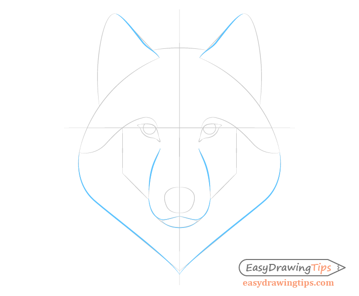Wolf face shape line drawing