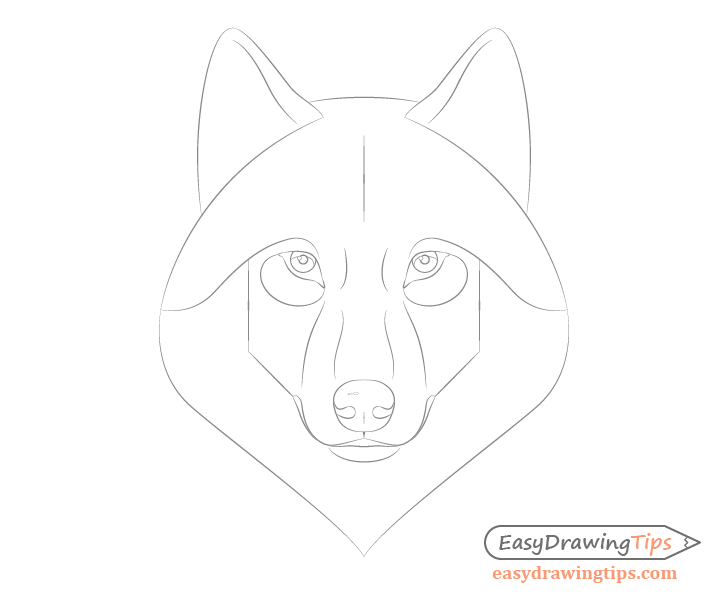 Detailed drawing of a wolf's face