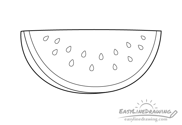 Watermelon cut line drawing