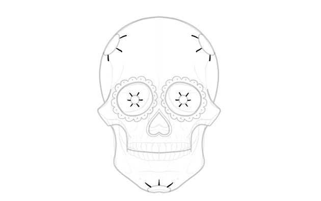 draw teeth on sugar skull